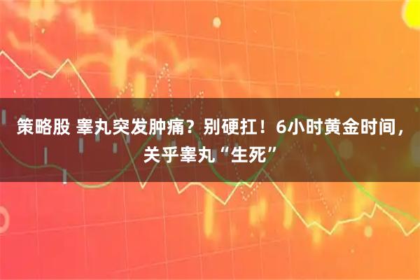 策略股 睾丸突发肿痛？别硬扛！6小时黄金时间，关乎睾丸“生死”